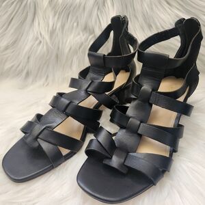 Via Spiga Black Leather Gladiator Sandals SZ 7.5